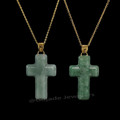 The Cross Jadeite 100% Natural Burma Jade Jadeite With Certificated (S925 Silver Buckle)
