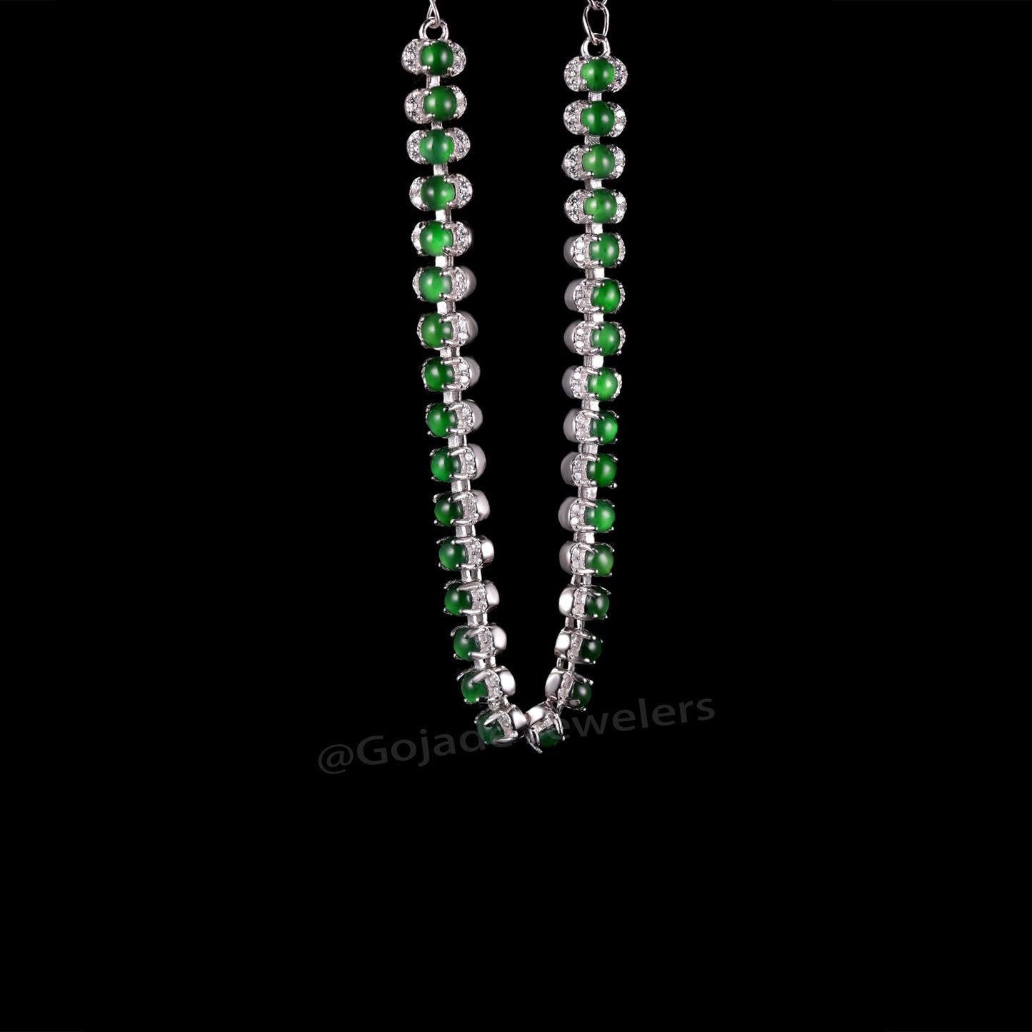 The Green jadeiet Bracelet S925 Silver With Burma Natural jade with Certificate