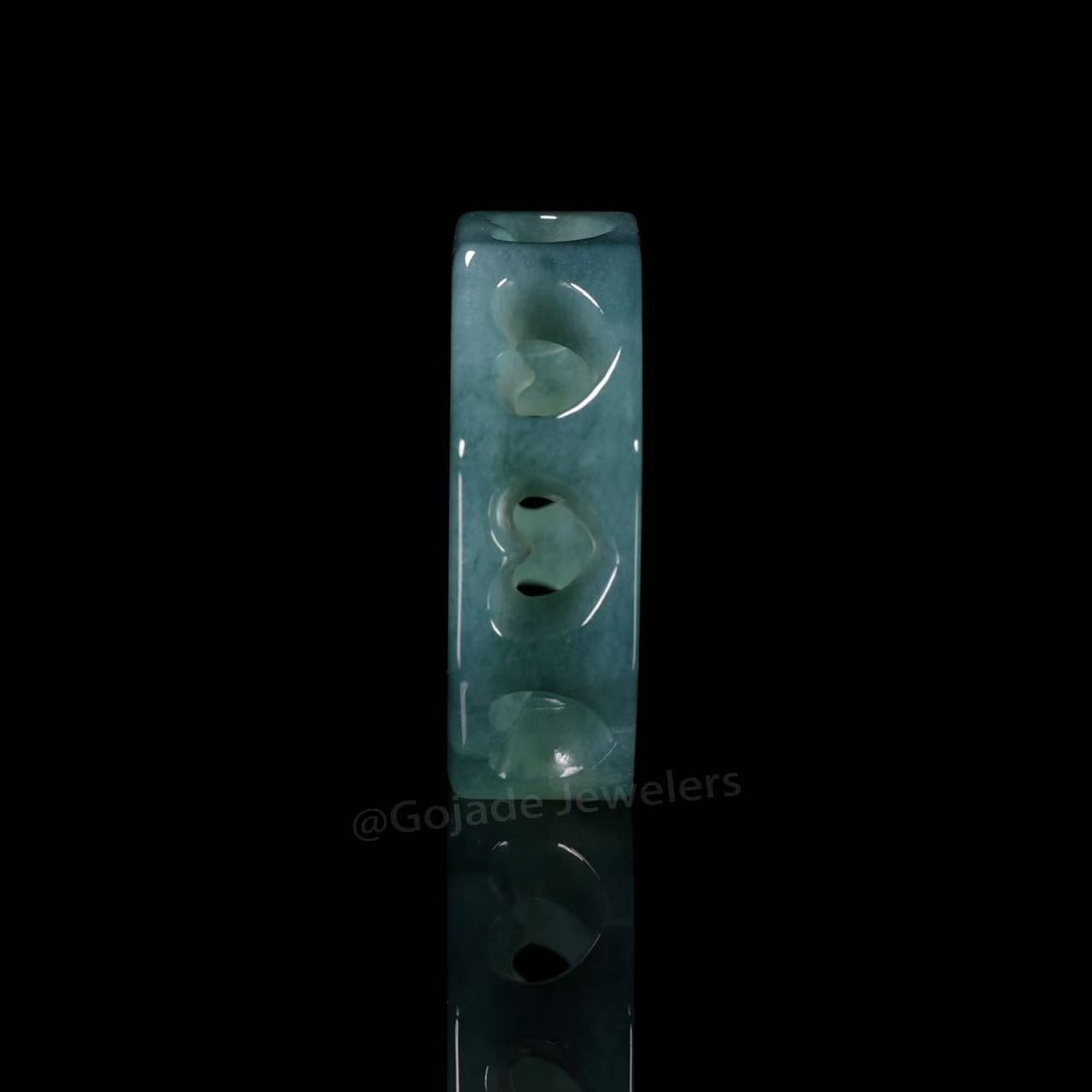 Certified Icy Blue Heart Ring Burma 100% Natural A JADE Jadeite Circle RING 心心戒指 US