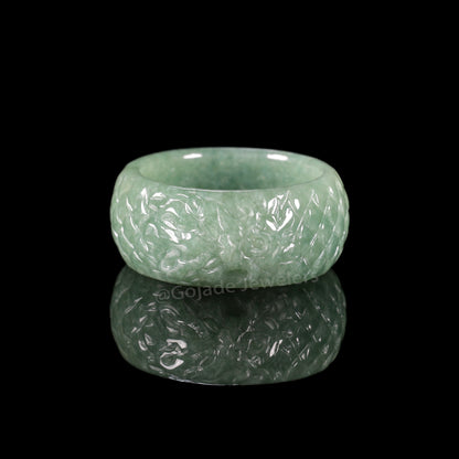 Certified Dragon Ring Burma 100% Natural A JADE Jadeite Circle RING 龙戒指 US