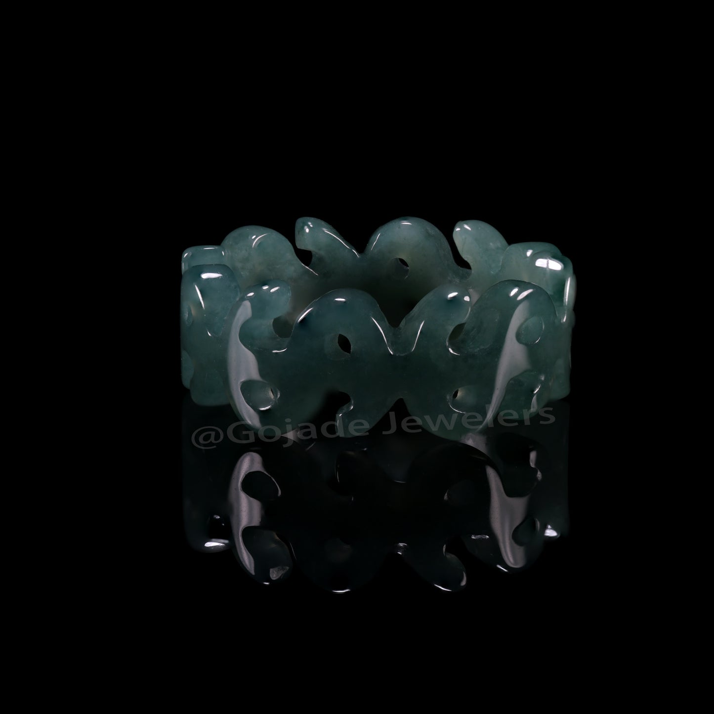 Certified Icy Blue Money Ring Burma 100% Natural A JADE Jadeite Circle RING 💲美金戒指 US