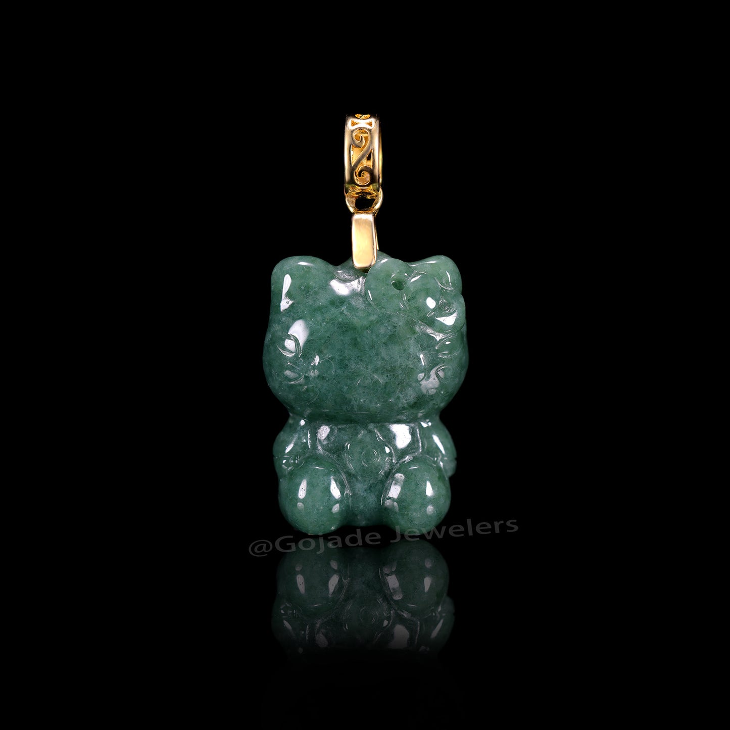 The Kitty Cat Jadeite 100% Natural Burma Jade Jadeite With Certificated (S925 Silver Buckle)