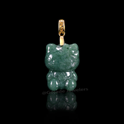The Kitty Cat Jadeite 100% Natural Burma Jade Jadeite With Certificated (S925 Silver Buckle)