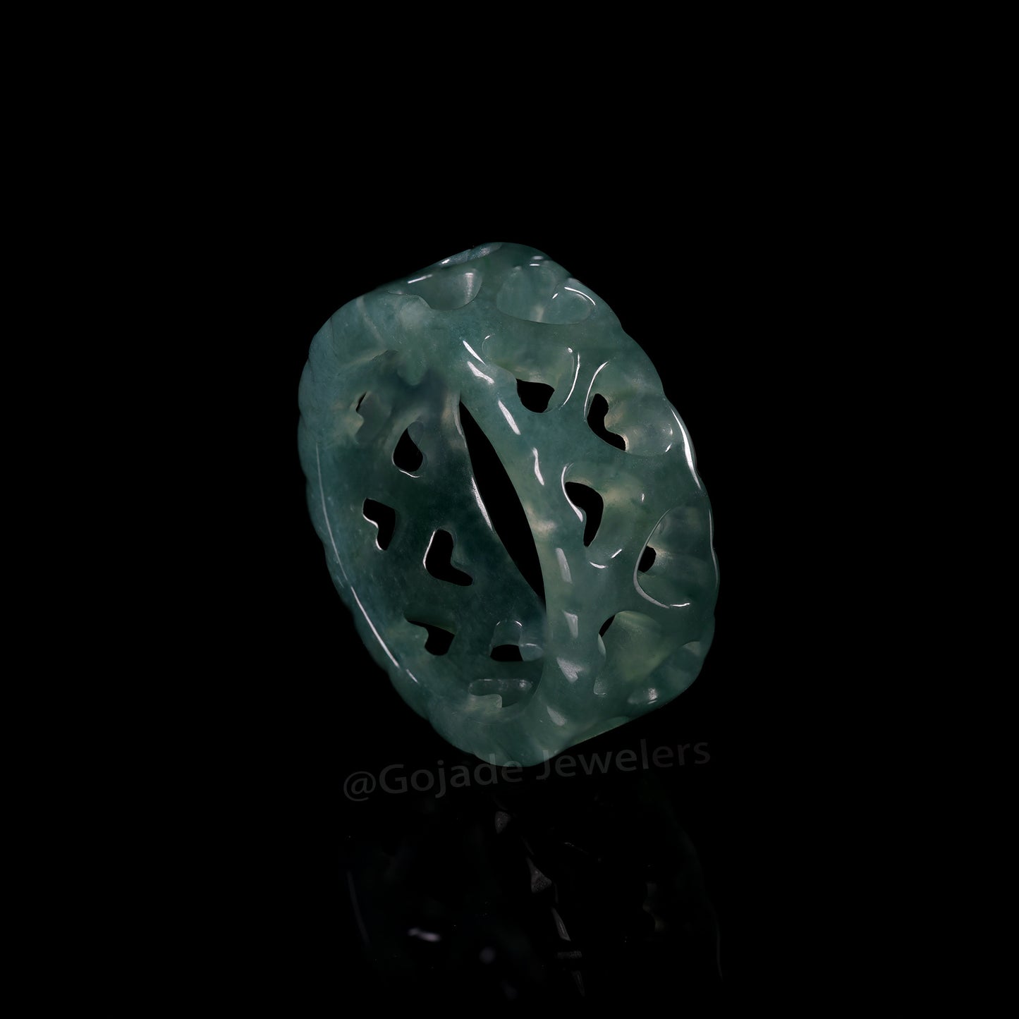 Certified Icy Blue Heart Ring Burma 100% Natural A JADE Jadeite Circle RING 心心戒指 US