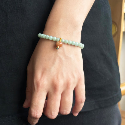 The Green Bead Bracelet 100% Natural Jade Jadeite With Certificated