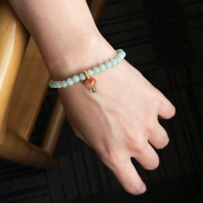The Green Bead Bracelet 100% Natural Jade Jadeite With Certificated