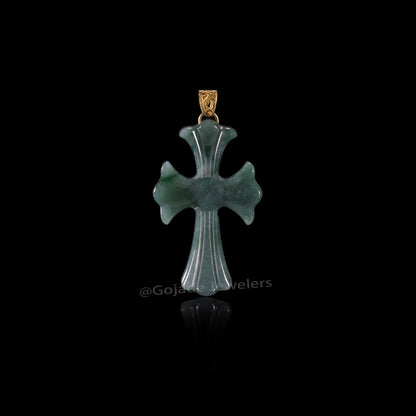 The Cross Jadeite 100% Natural Burma Jade Jadeite With Certificated (S925 Silver Buckle)