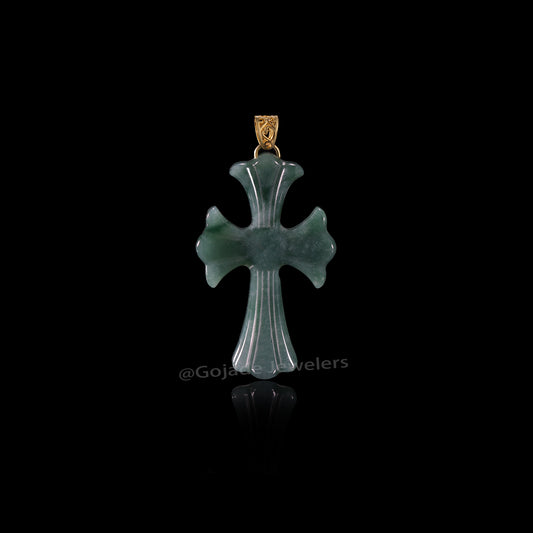 The Cross Jadeite 100% Natural Burma Jade Jadeite With Certificated (S925 Silver Buckle)
