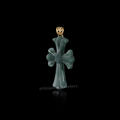 The Cross Jadeite 100% Natural Burma Jade Jadeite With Certificated (S925 Silver Buckle)