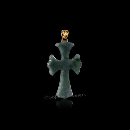 The Cross Jadeite 100% Natural Burma Jade Jadeite With Certificated (S925 Silver Buckle)