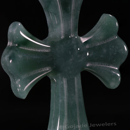 The Cross Jadeite 100% Natural Burma Jade Jadeite With Certificated (S925 Silver Buckle)
