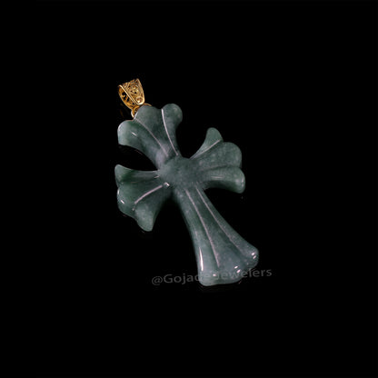 The Cross Jadeite 100% Natural Burma Jade Jadeite With Certificated (S925 Silver Buckle)