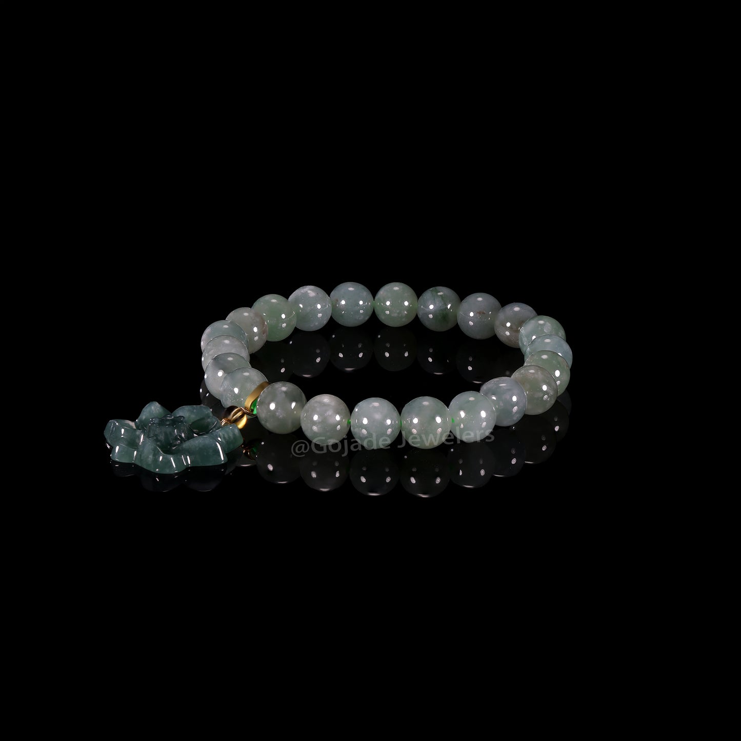 The Lotus Bead Bracelet 100% Natural Jade Jadeite With Certificated