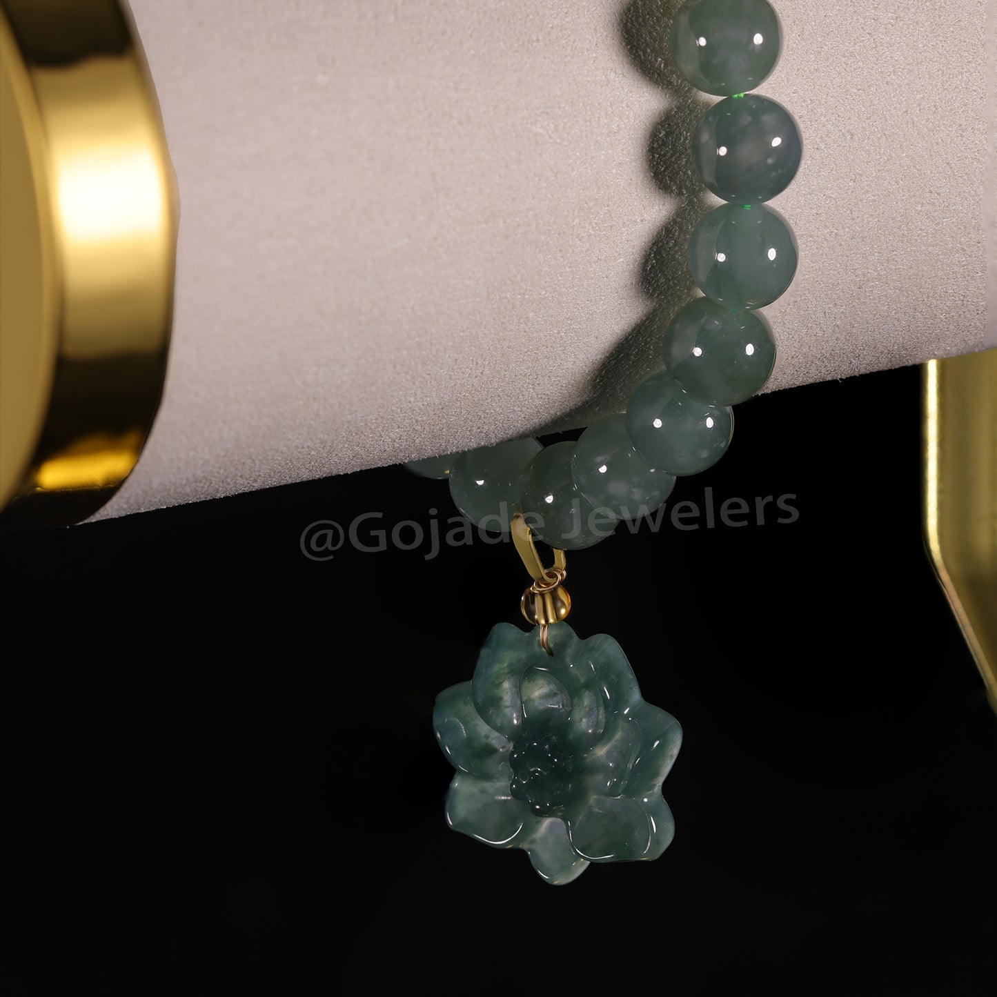 The Lotus Bead Bracelet 100% Natural Jade Jadeite With Certificated