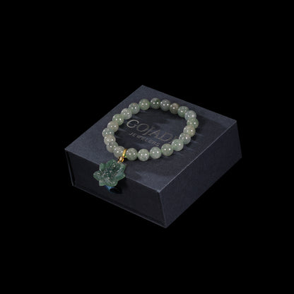 The Lotus Bead Bracelet 100% Natural Jade Jadeite With Certificated