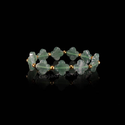 The Lucky clover Bead Bracelet 100% Natural Jade Jadeite With Certificated