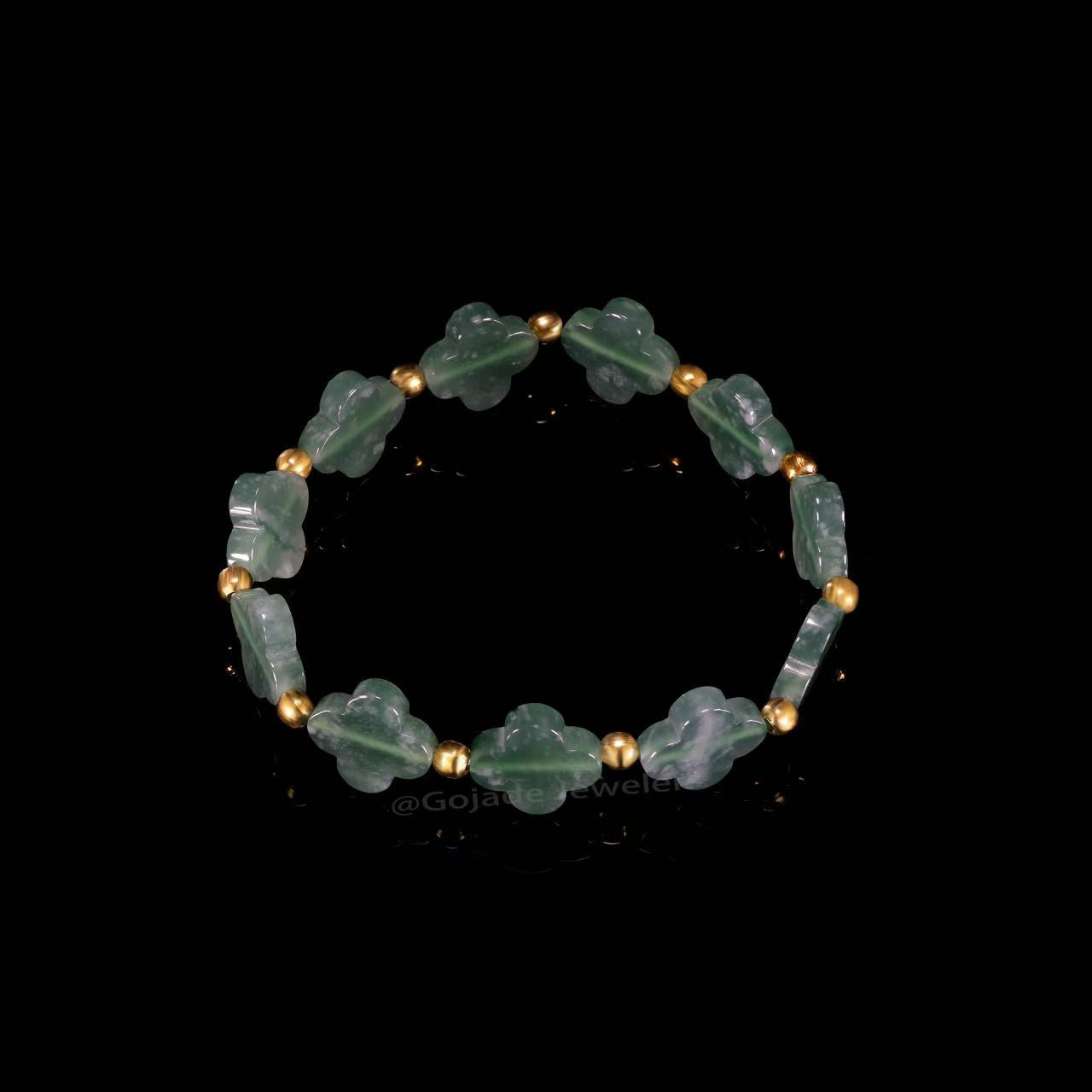 The Lucky clover Bead Bracelet 100% Natural Jade Jadeite With Certificated