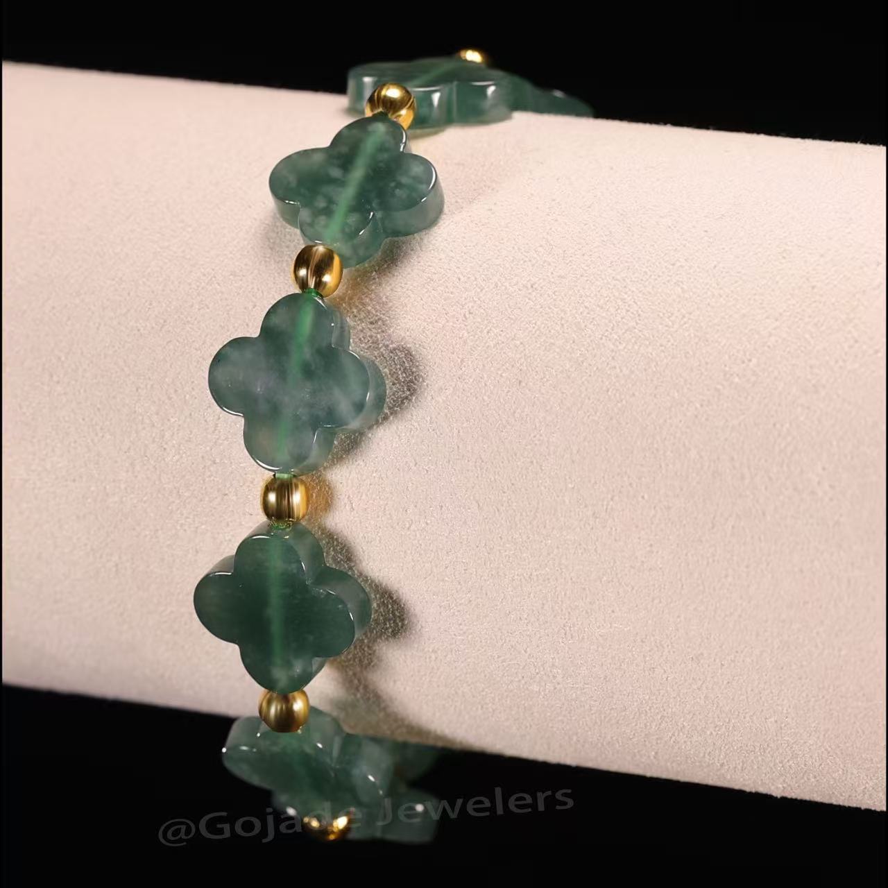 The Lucky clover Bead Bracelet 100% Natural Jade Jadeite With Certificated