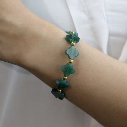 The Lucky clover Bead Bracelet 100% Natural Jade Jadeite With Certificated