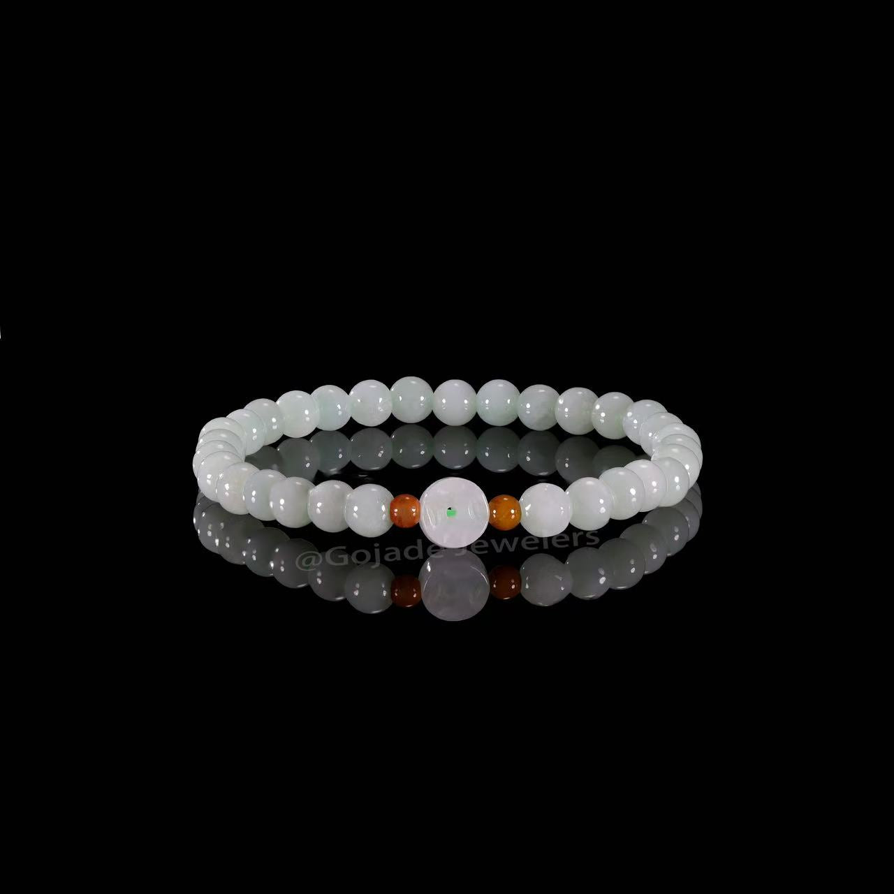 The Money Coin Bead Bracelet 100% Natural Jade Jadeite With Certificated