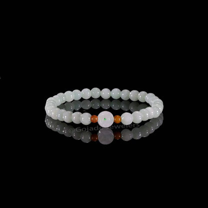 The Money Coin Bead Bracelet 100% Natural Jade Jadeite With Certificated