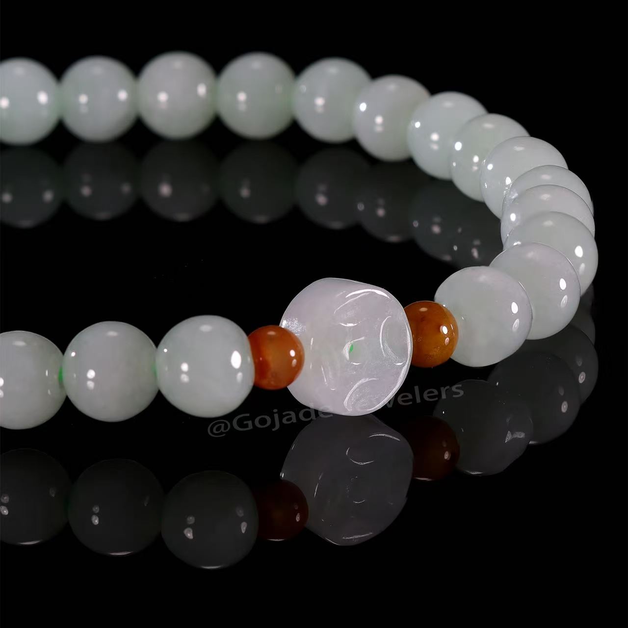 The Money Coin Bead Bracelet 100% Natural Jade Jadeite With Certificated