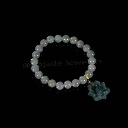 The Lotus Flower Bead Bracelet 100% Natural Jade Jadeite With Certificated