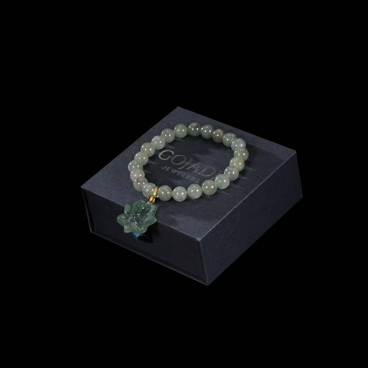 The Lotus Flower Bead Bracelet 100% Natural Jade Jadeite With Certificated