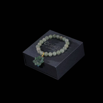 The Lotus Flower Bead Bracelet 100% Natural Jade Jadeite With Certificated