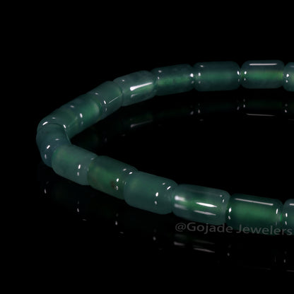 The Tube beads Bracelet 100% Natural Jade Jadeite With Certificated
