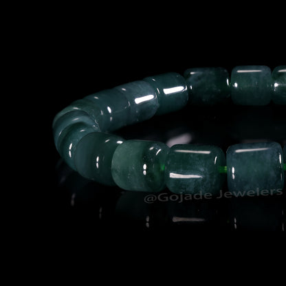The Tube beads Bracelet 100% Natural Jade Jadeite With Certificated