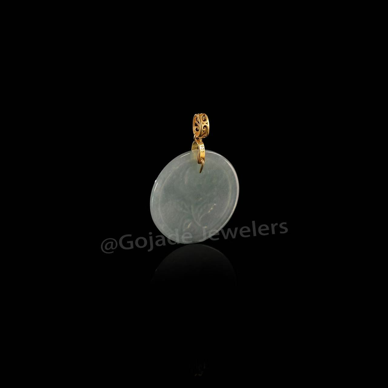 The Rose Flower Pendant Jadeite 100% Natural Burma Jade Jadeite With Certificated (S925 Silver Buckle)
