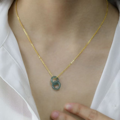 The Double Circle Pendant Jadeite 100% Natural Burma Jade Jadeite With Certificated