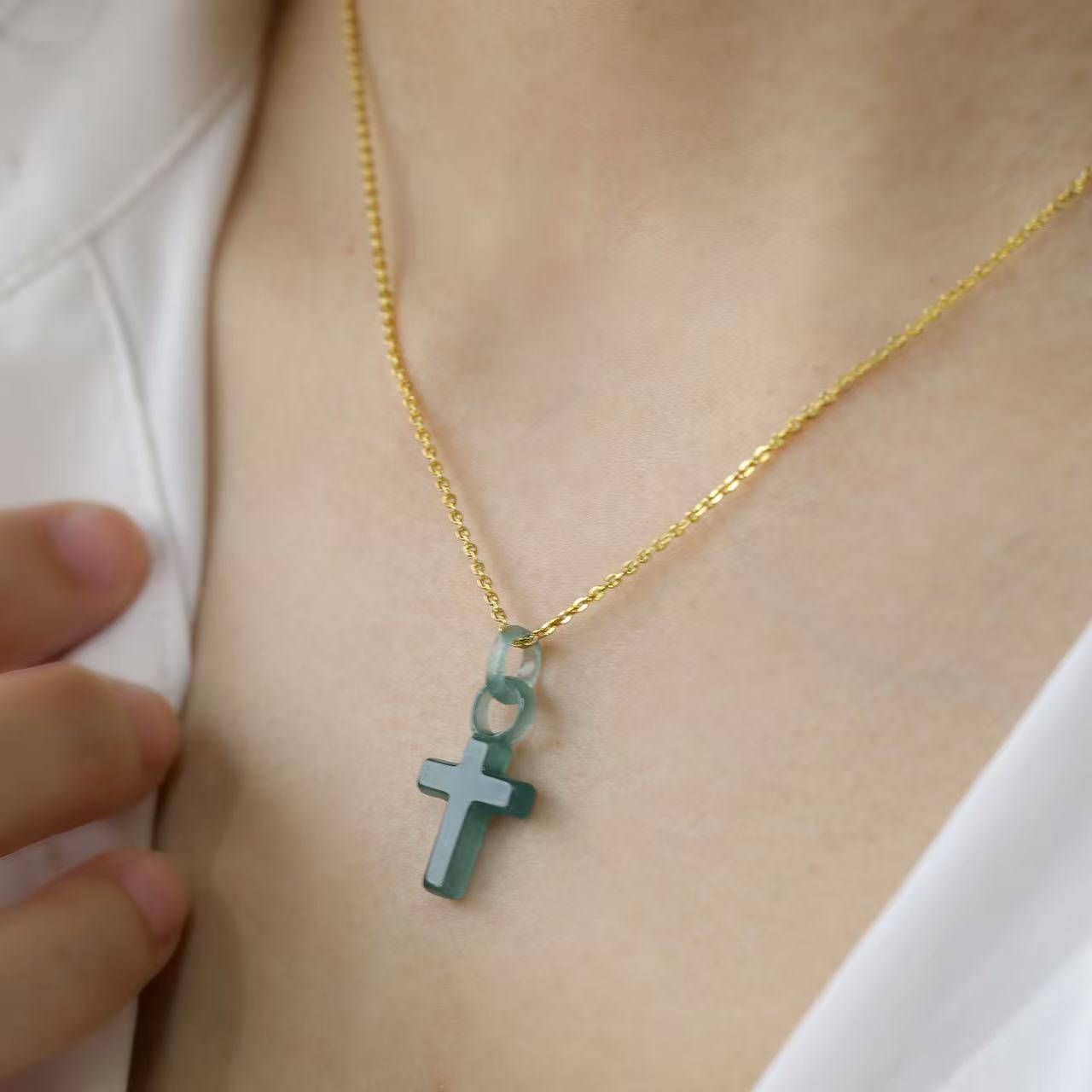 The Cross Ring Pendant Jadeite 100% Natural Burma Jade Jadeite With Certificated