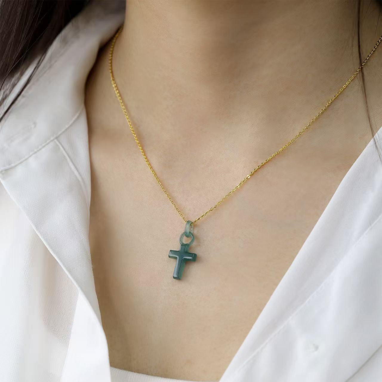 The Cross Ring Pendant Jadeite 100% Natural Burma Jade Jadeite With Certificated