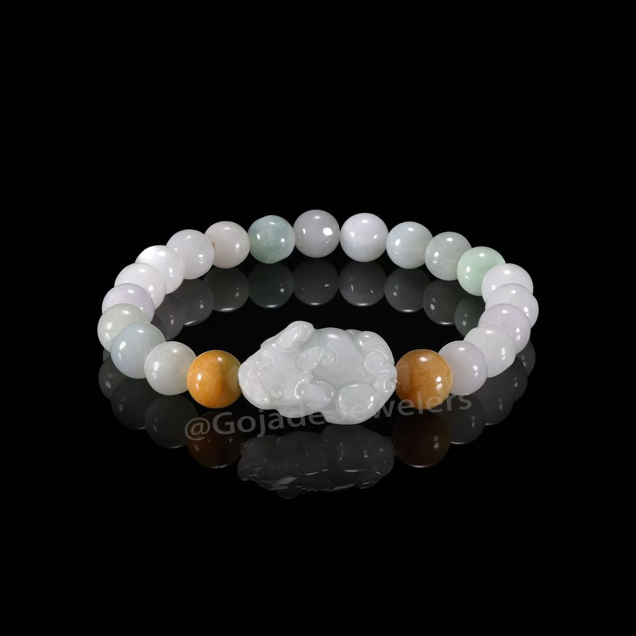 The Pixiu beads Bracelet 100% Natural Jade Jadeite With Certificated