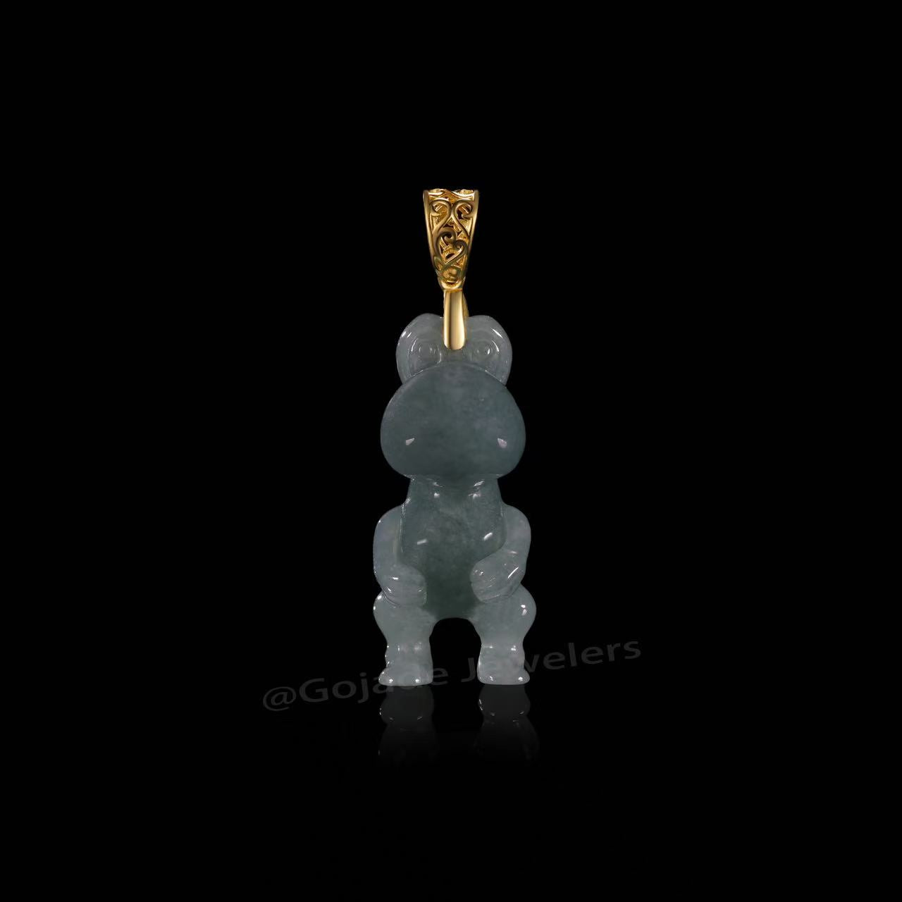 The Cartoon Dinosaur Pendant Jadeite 100% Natural Burma Jade Jadeite With Certificated (S925 Silver Buckle)