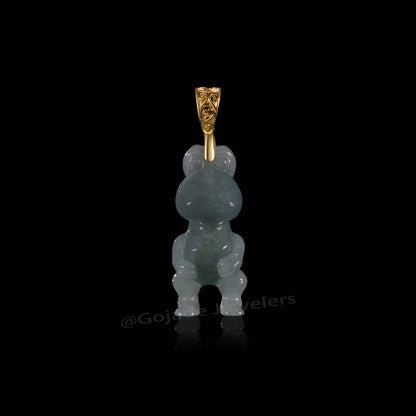 The Cartoon Dinosaur Pendant Jadeite 100% Natural Burma Jade Jadeite With Certificated (S925 Silver Buckle)