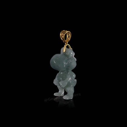 The Cartoon Dinosaur Pendant Jadeite 100% Natural Burma Jade Jadeite With Certificated (S925 Silver Buckle)
