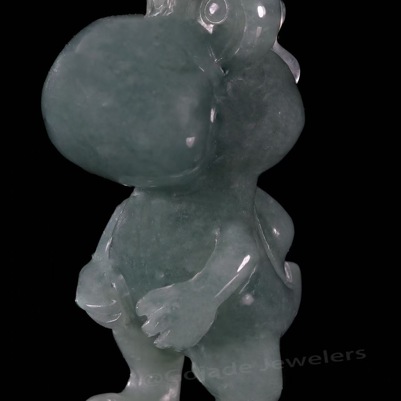 The Cartoon Dinosaur Pendant Jadeite 100% Natural Burma Jade Jadeite With Certificated (S925 Silver Buckle)