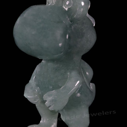 The Cartoon Dinosaur Pendant Jadeite 100% Natural Burma Jade Jadeite With Certificated (S925 Silver Buckle)