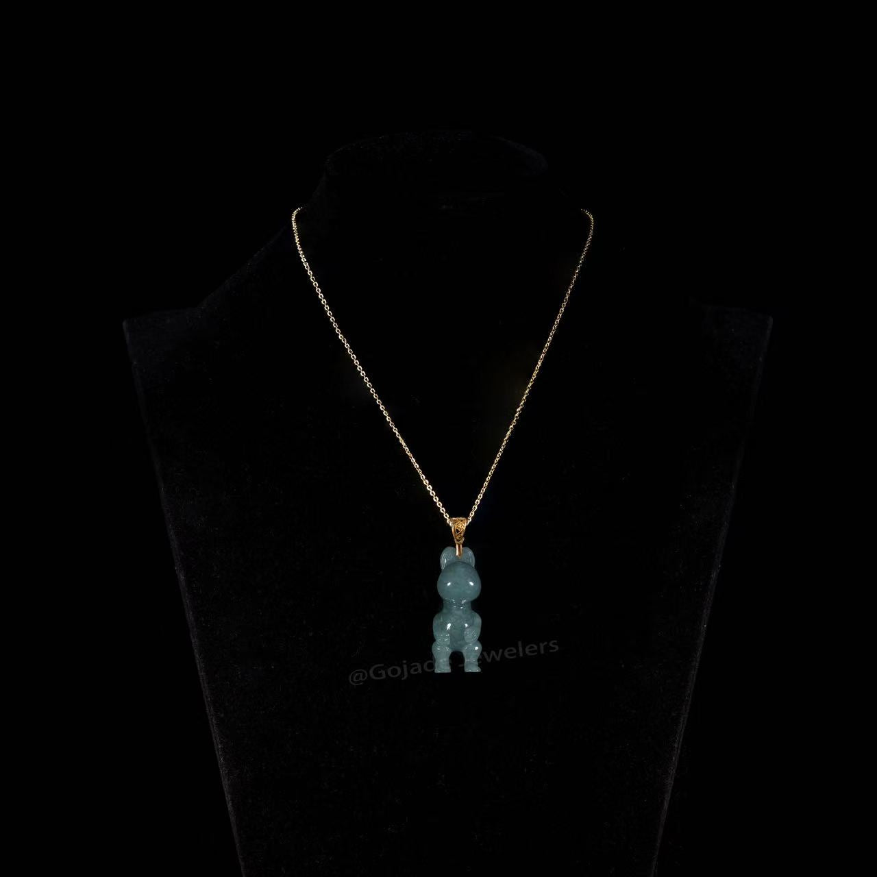 The Cartoon Dinosaur Pendant Jadeite 100% Natural Burma Jade Jadeite With Certificated (S925 Silver Buckle)