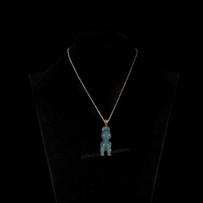 The Cartoon Dinosaur Pendant Jadeite 100% Natural Burma Jade Jadeite With Certificated (S925 Silver Buckle)
