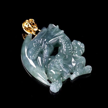 The Blue Eyed White Dragon Jade Jadeite (S925 Silver Buckle)