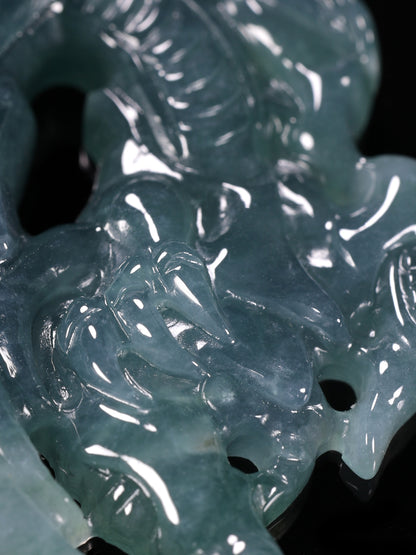 The Blue Eyed White Dragon Jade Jadeite (S925 Silver Buckle)
