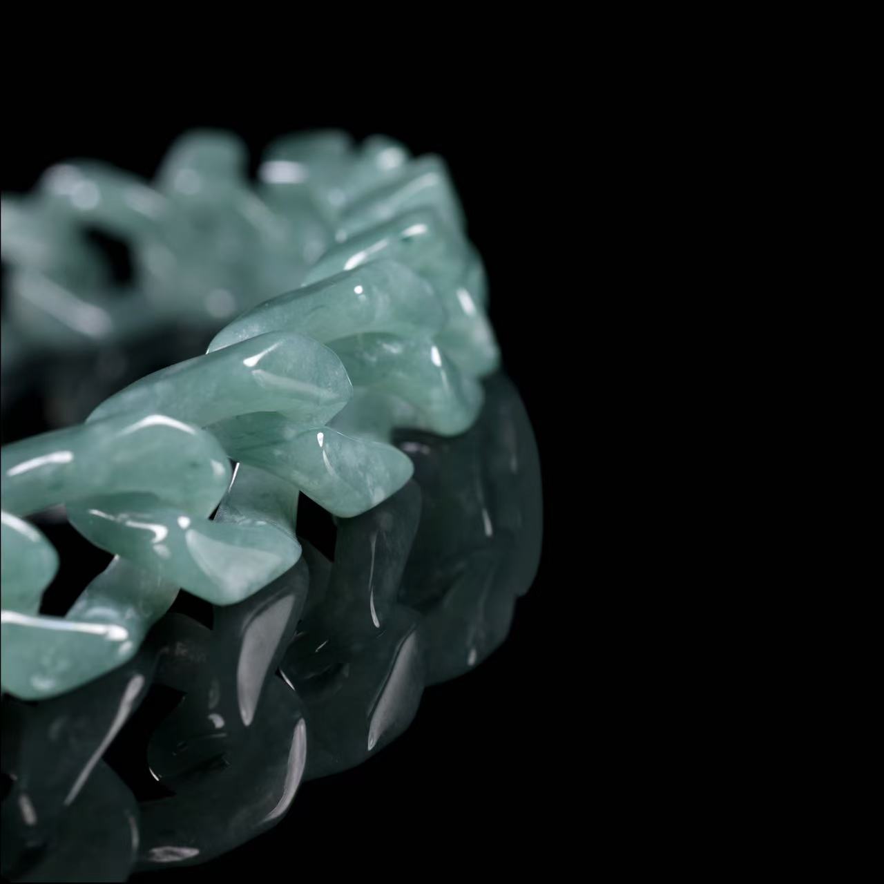 Cuban Style Bracelet 100% Nature Great A Jadeite（Complete carving without splicing）S925 Silver Buckle Gold