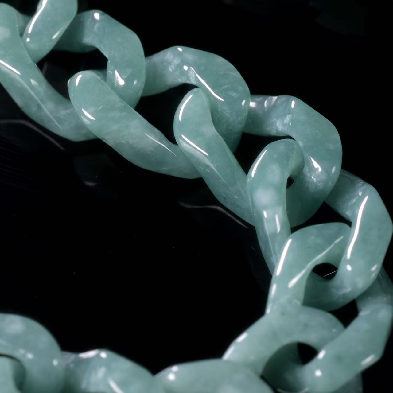 Cuban Style Bracelet 100% Nature Great A Jadeite（Complete carving without splicing）S925 Silver Buckle Gold