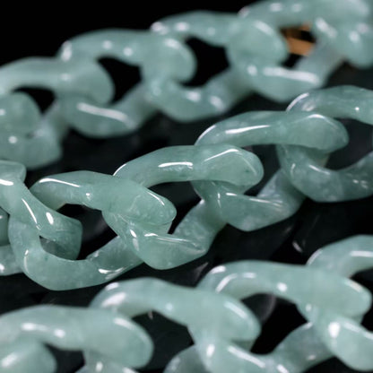 Cuban Style Bracelet 100% Nature Great A Jadeite（Complete carving without splicing）S925 Silver Buckle Gold