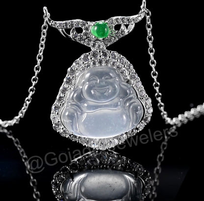 The Buddha Natural Jade Jadeite Pendant (S925 Silver)
