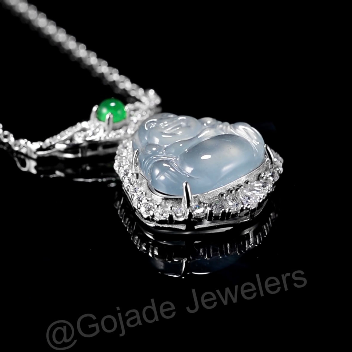 The Buddha Natural Jade Jadeite Pendant (S925 Silver)
